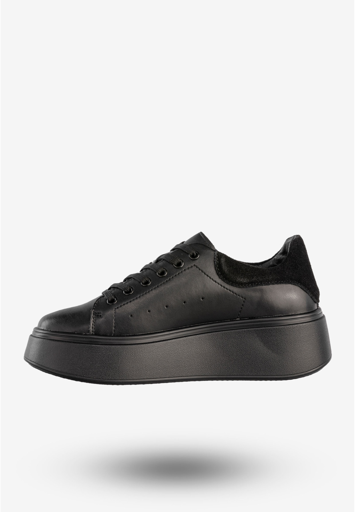 Sneakersy Damskie Skórzane Buty Na Platformie Półbuty Czarne Filippo DP6058/25BK BK