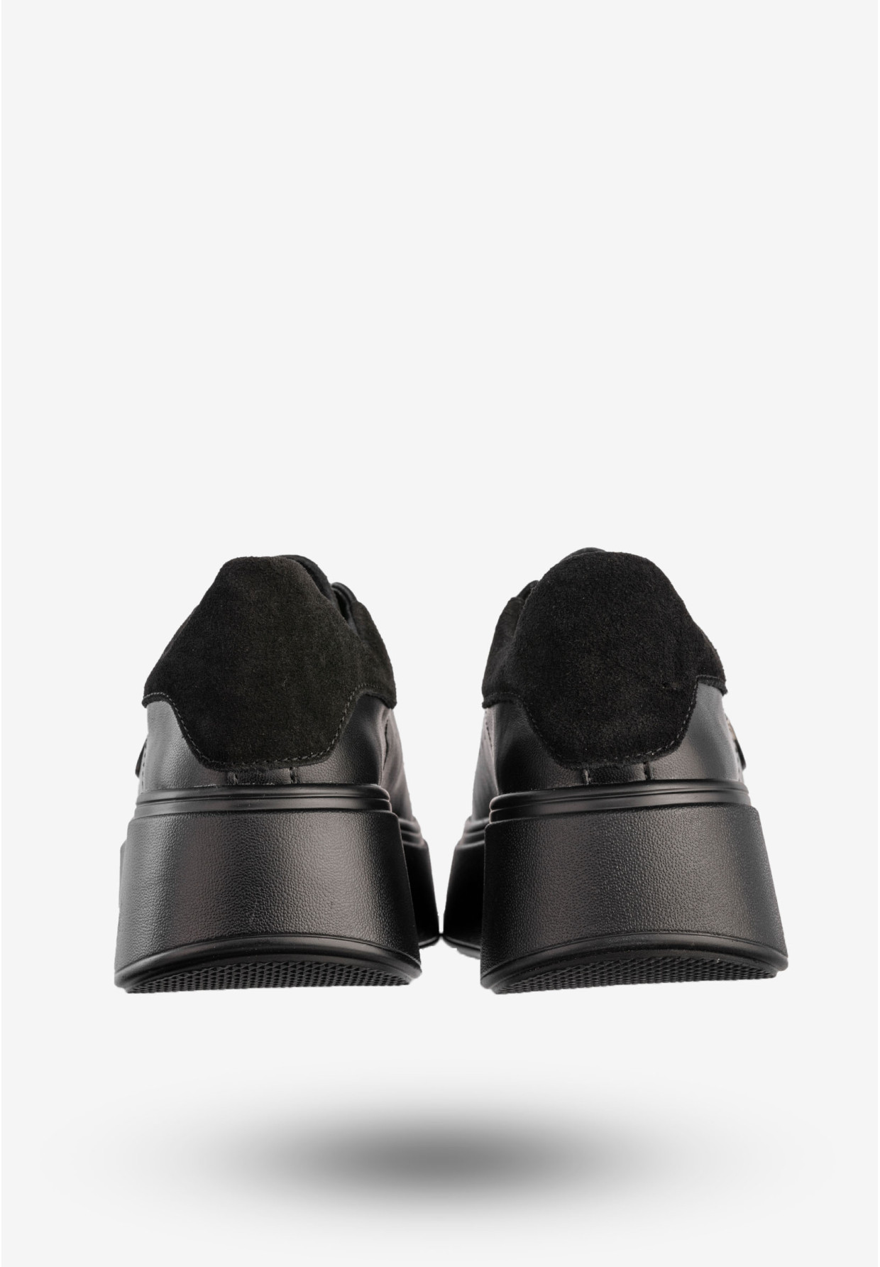 Sneakersy Damskie Skórzane Buty Na Platformie Półbuty Czarne Filippo DP6058/25BK BK
