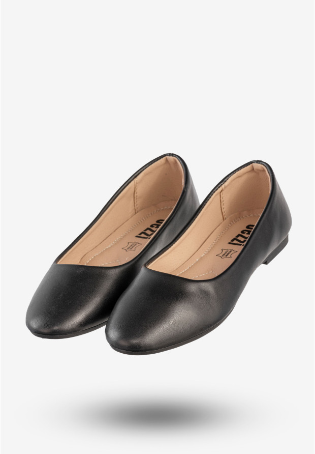 Baleriny Damskie Ekoskóra Buty Klasyczne Płaski Obcas Czarne Jezzi 9BL02-1029