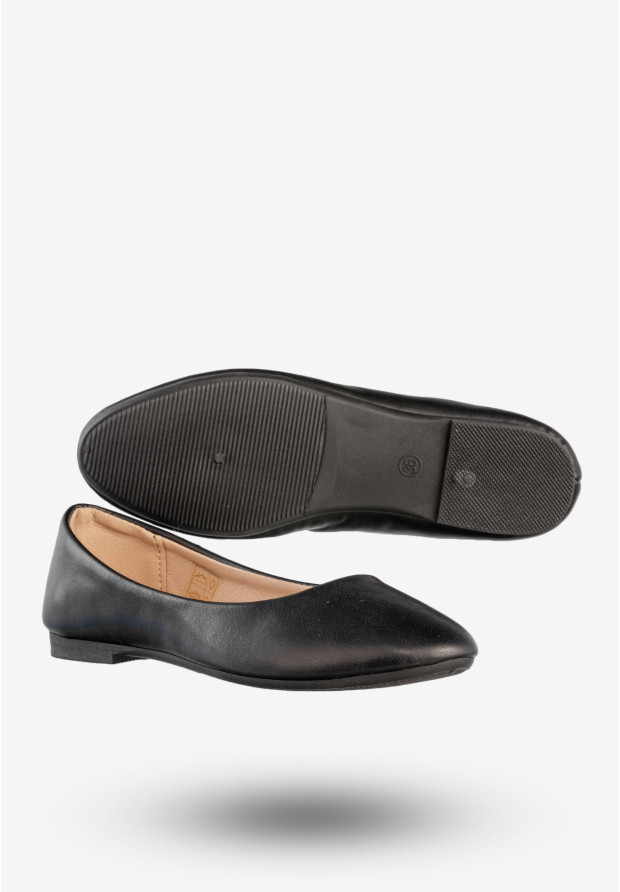 Baleriny Damskie Ekoskóra Buty Klasyczne Płaski Obcas Czarne Jezzi 9BL02-1029