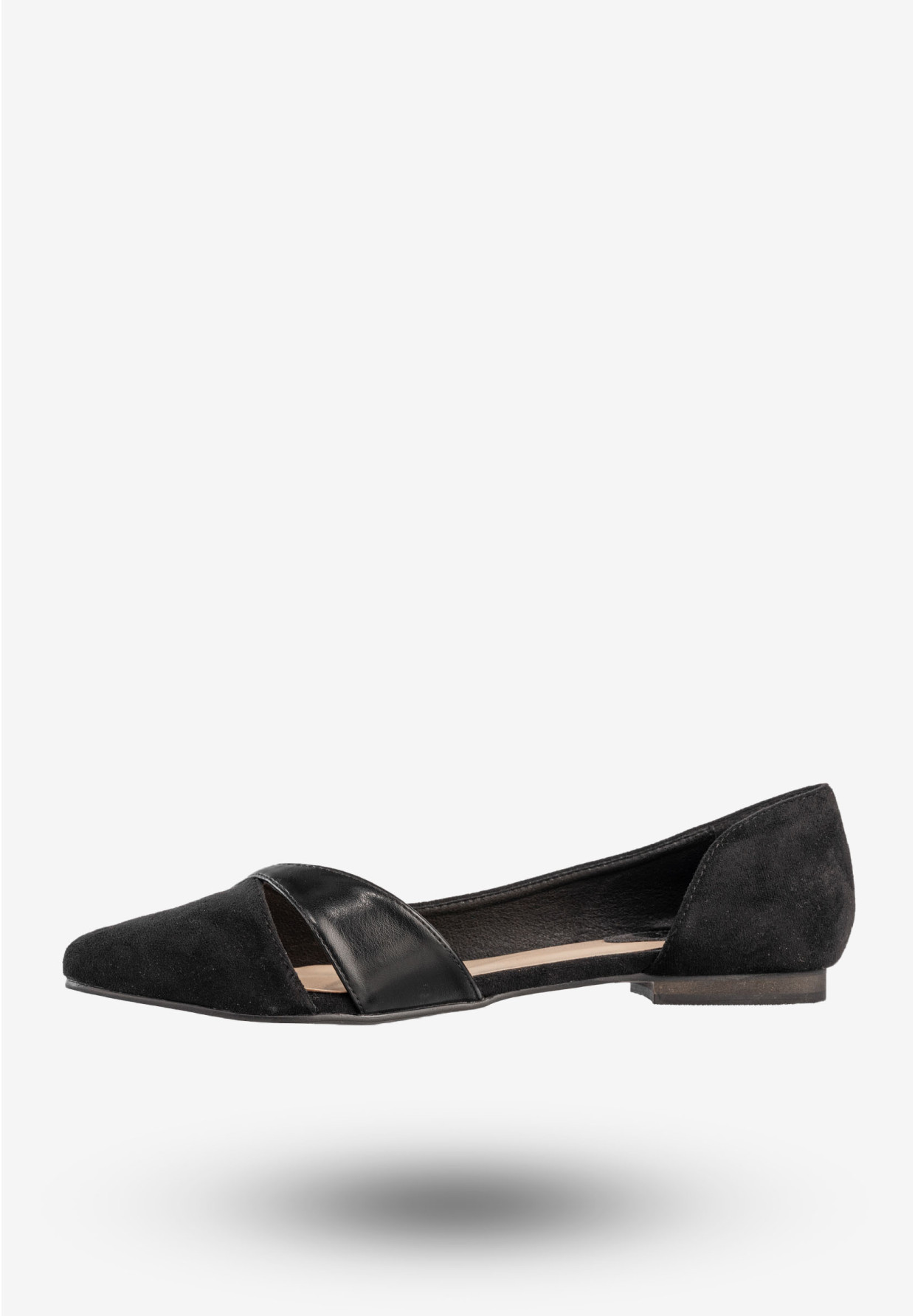 Baleriny Damskie Buty Czółenka Na Płaskim Obcasie Czarne Jezzi 21BL35-3528