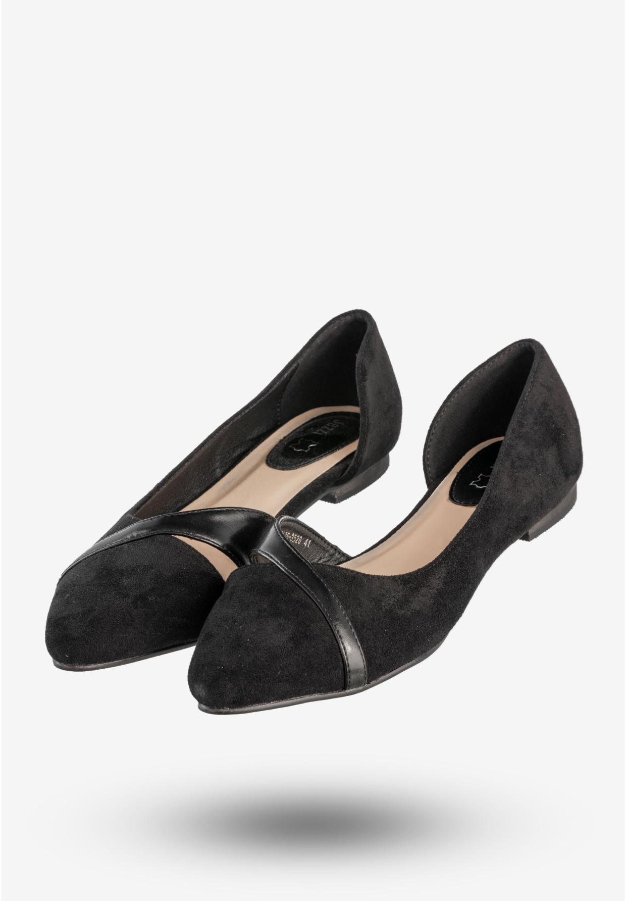 Baleriny Damskie Buty Czółenka Na Płaskim Obcasie Czarne Jezzi 21BL35-3528
