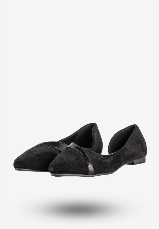 Baleriny Damskie Buty Czółenka Na Płaskim Obcasie Czarne Jezzi 21BL35-3528