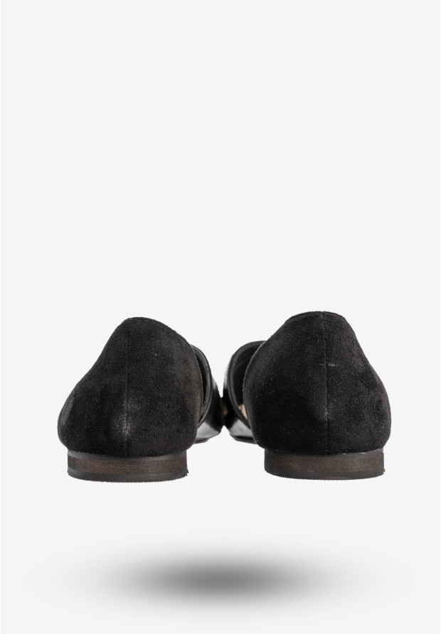 Baleriny Damskie Buty Czółenka Na Płaskim Obcasie Czarne Jezzi 21BL35-3528