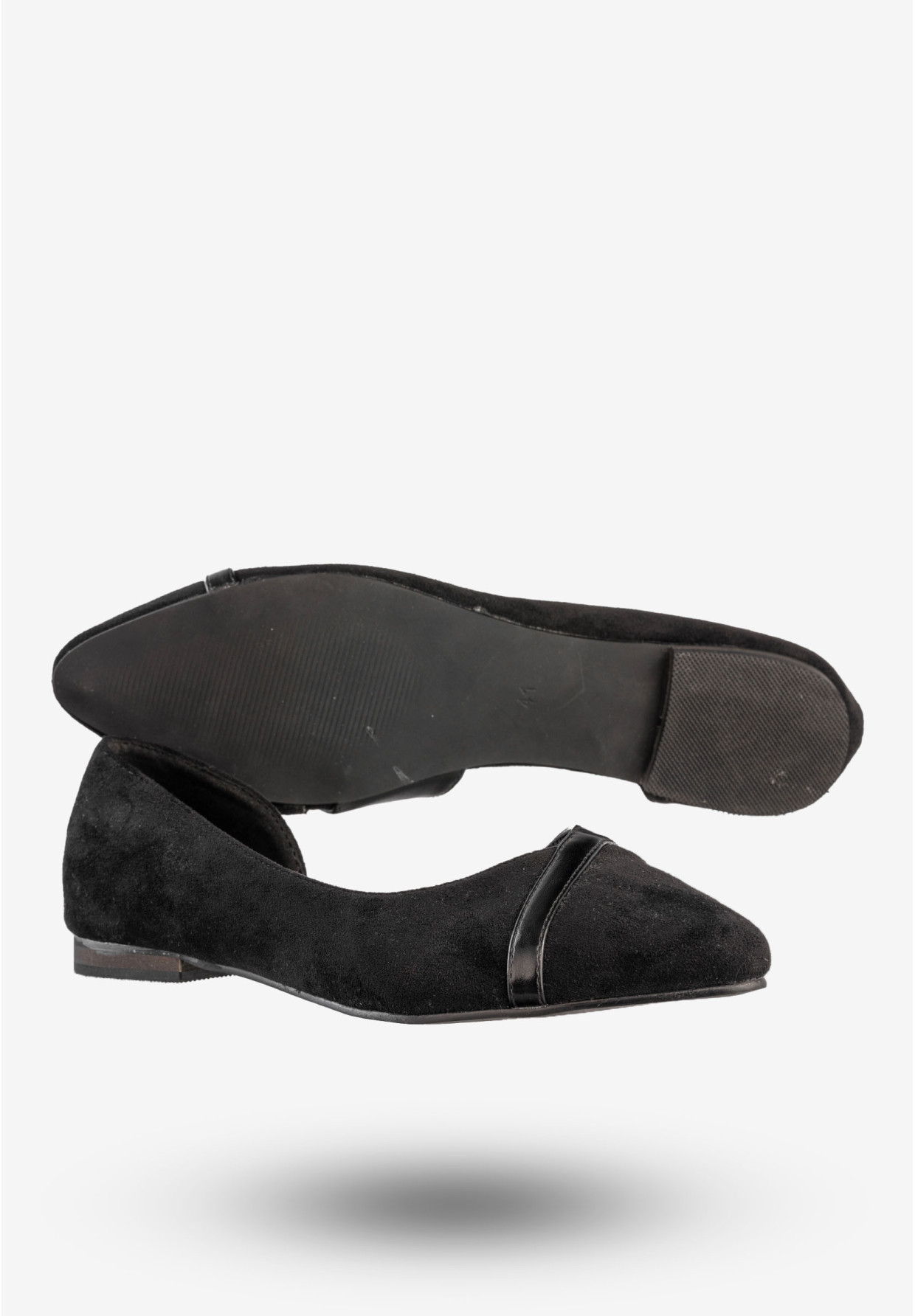 Baleriny Damskie Buty Czółenka Na Płaskim Obcasie Czarne Jezzi 21BL35-3528