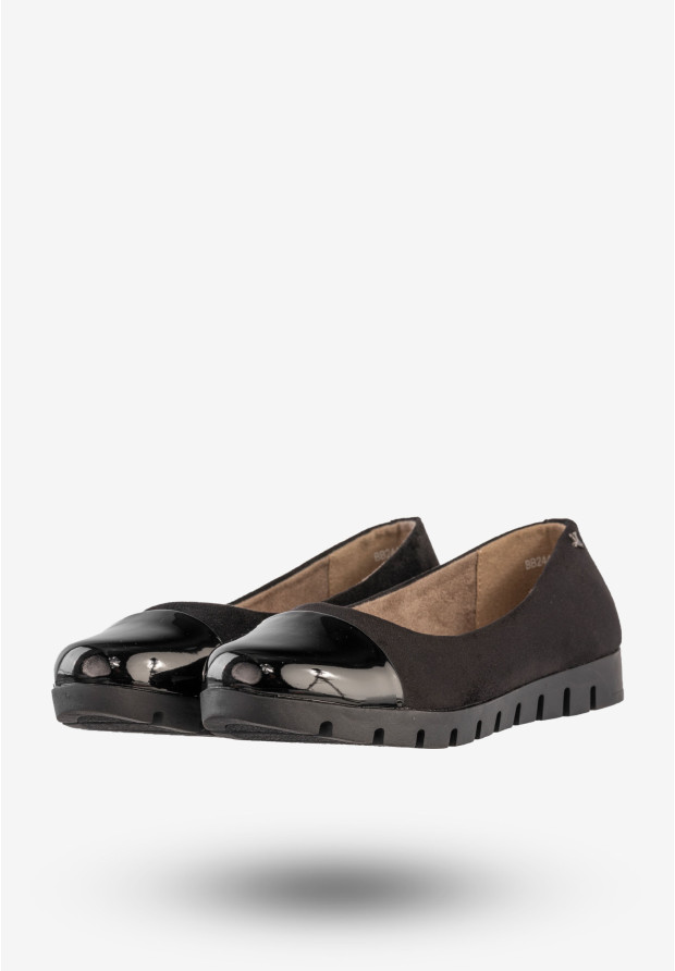 Półbuty Damskie Buty Eleganckie Wsuwane Czarne Aloeloe BB244028