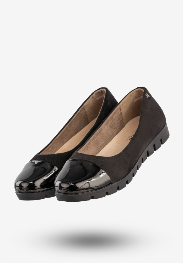 Półbuty Damskie Buty Eleganckie Wsuwane Czarne Aloeloe BB244028
