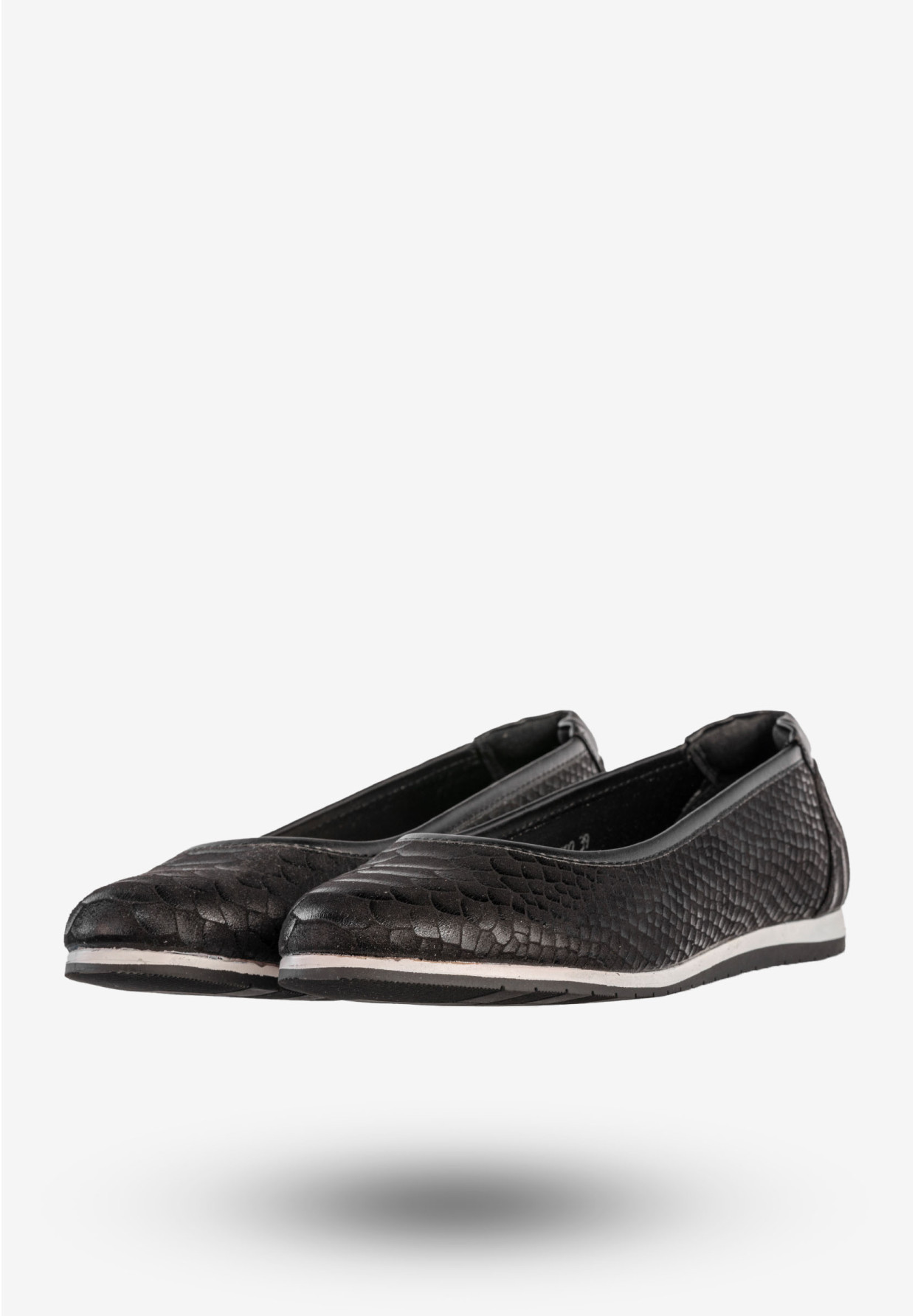 Baleriny Damskie Ekoskóra Buty Półbuty Czarne Sergio Leone 21322