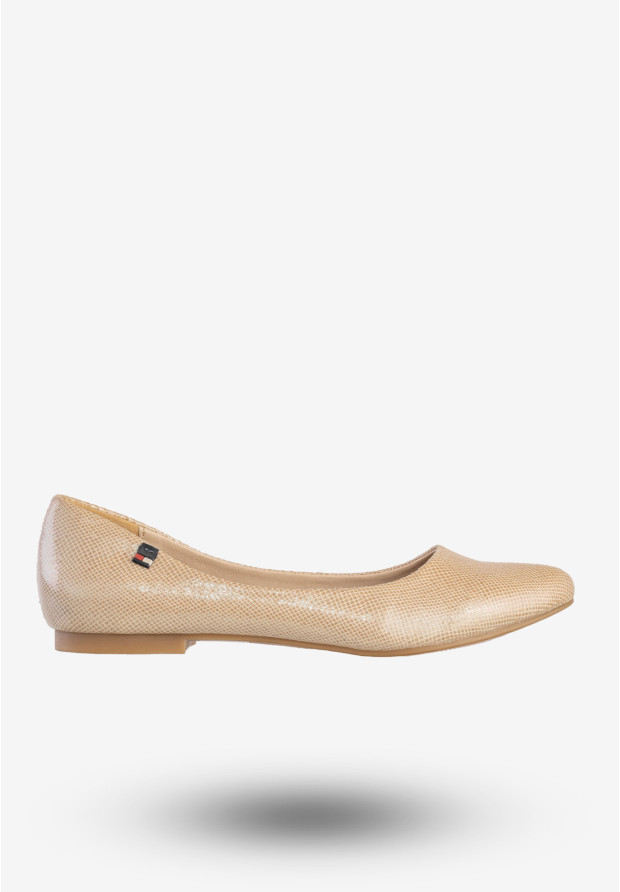 Baleriny Damskie Ekoskóra Buty Eleganckie Na Lato Beżowe Jezzi SA23-2