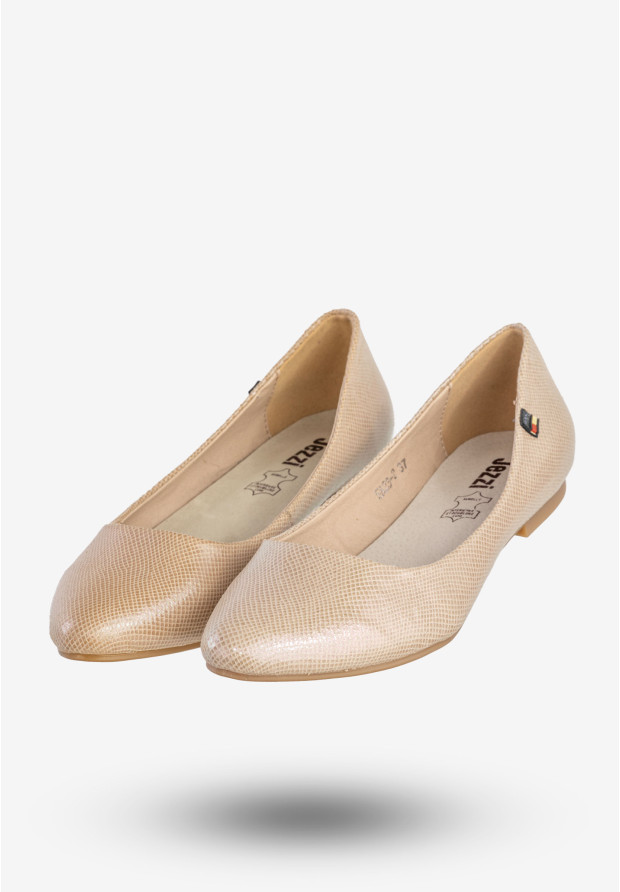 Baleriny Damskie Ekoskóra Buty Eleganckie Na Lato Beżowe Jezzi SA23-2