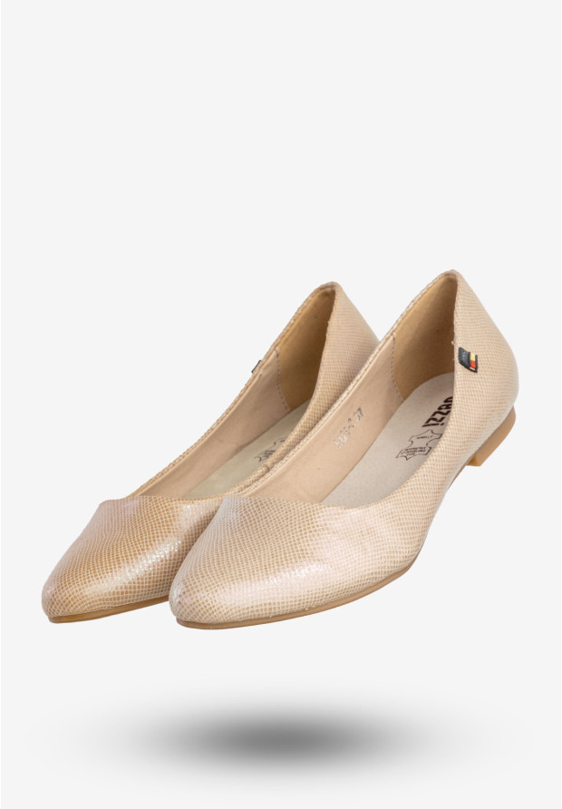 Baleriny Damskie Ekoskóra Buty Eleganckie Na Lato Beżowe Jezzi SA23-2
