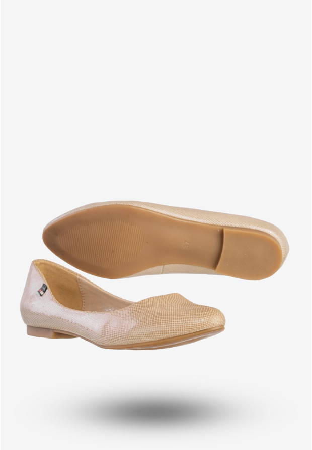 Baleriny Damskie Ekoskóra Buty Eleganckie Na Lato Beżowe Jezzi SA23-2