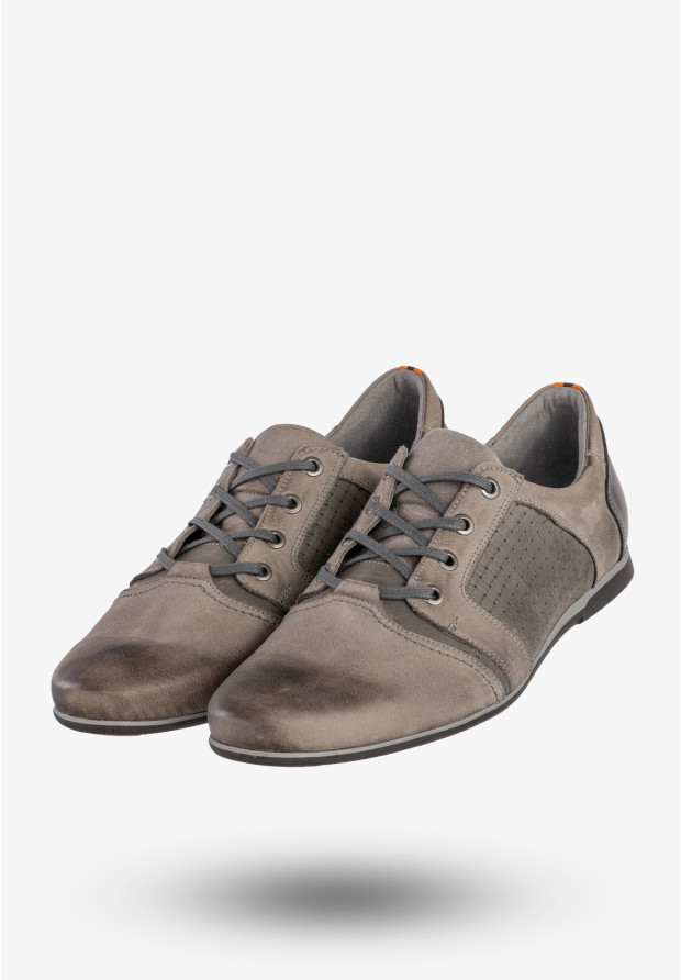 Półbuty Wizytowe Męskie Skórzane Buty Eleganckie Popiel Rosetti 346