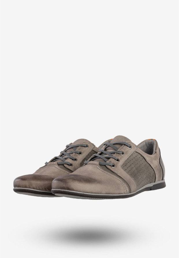 Półbuty Wizytowe Męskie Skórzane Buty Eleganckie Popiel Rosetti 346