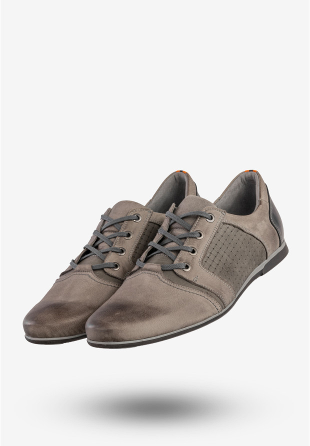 Półbuty Wizytowe Męskie Skórzane Buty Eleganckie Popiel Rosetti 346