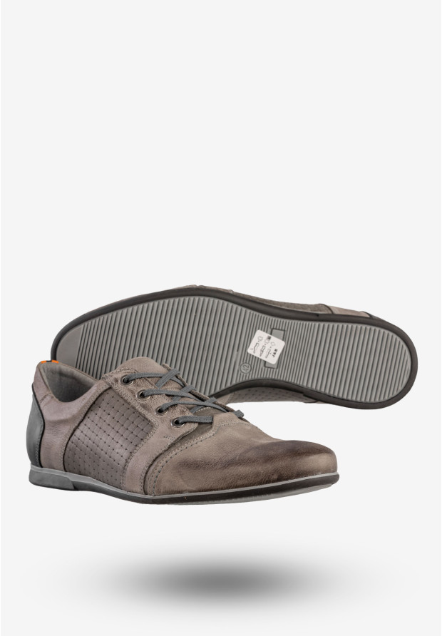 Półbuty Wizytowe Męskie Skórzane Buty Eleganckie Popiel Rosetti 346