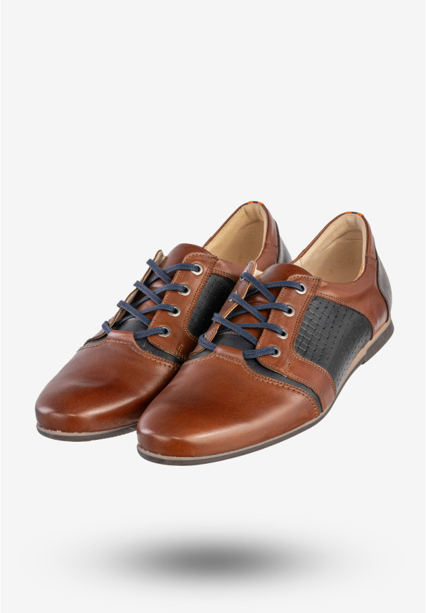 Półbuty Wizytowe Męskie Skórzane Buty Eleganckie Brązowe Rosetti 346