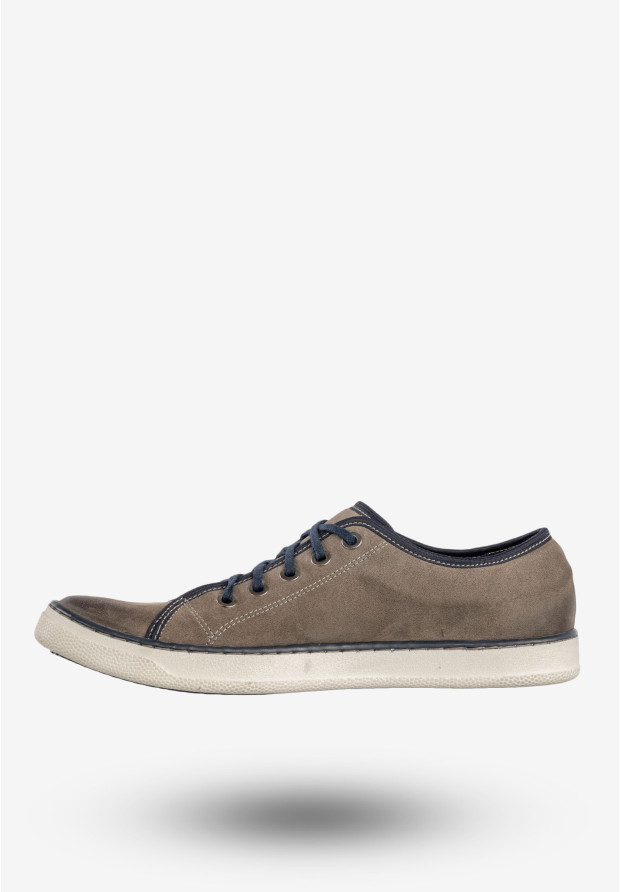Półbuty Męskie Skórzane Buty Trampki Sneakersy Popiel Rammit 1005/12
