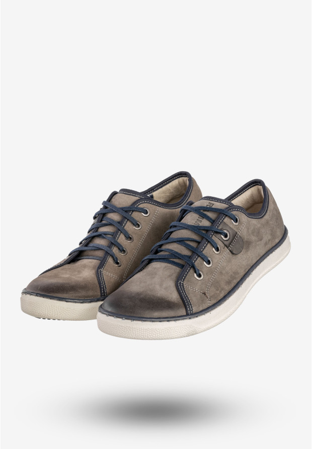 Półbuty Męskie Skórzane Buty Trampki Sneakersy Popiel Rammit 1005/12