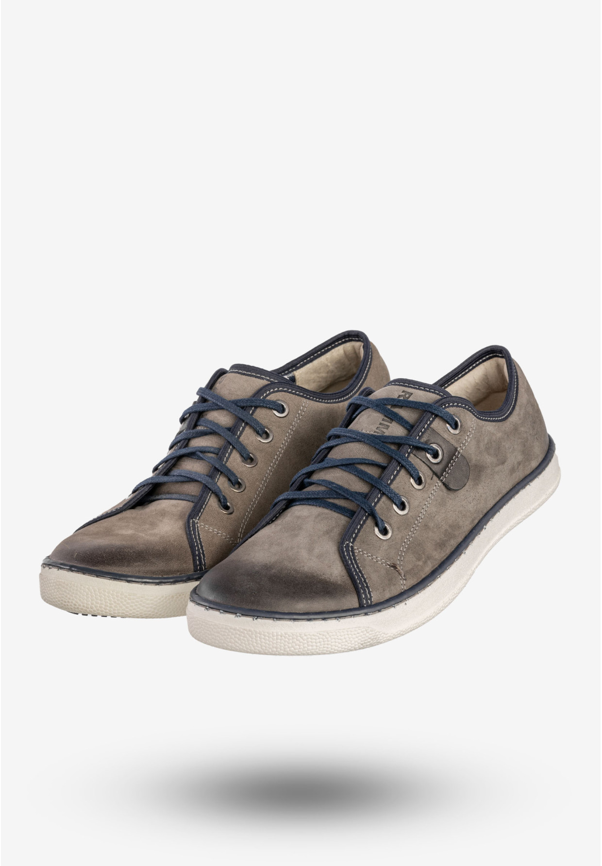 Półbuty Męskie Skórzane Buty Trampki Sneakersy Popiel Rammit 1005/12