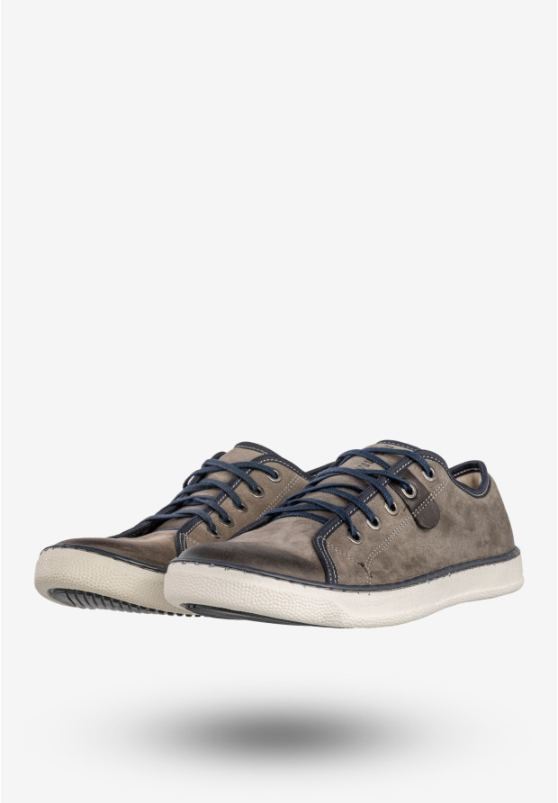 Półbuty Męskie Skórzane Buty Trampki Sneakersy Popiel Rammit 1005/12
