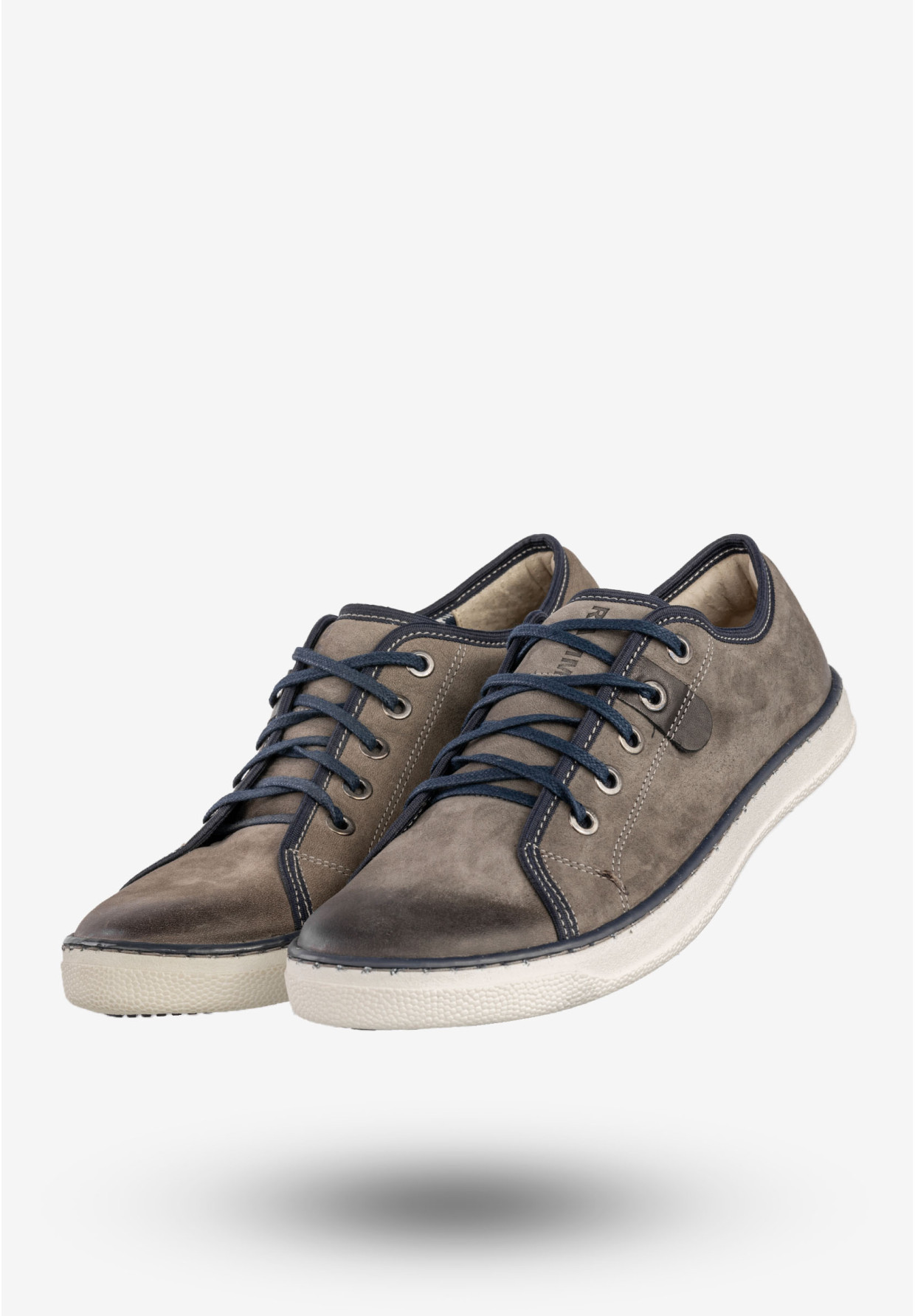 Półbuty Męskie Skórzane Buty Trampki Sneakersy Popiel Rammit 1005/12