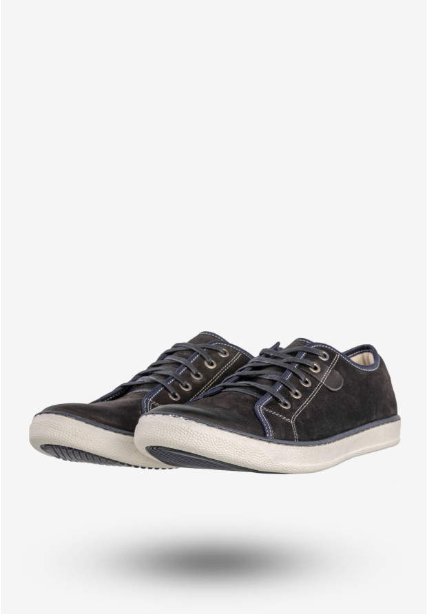 Półbuty Męskie Skórzane Buty Trampki Sneakersy Czarne Rammit 1005/12