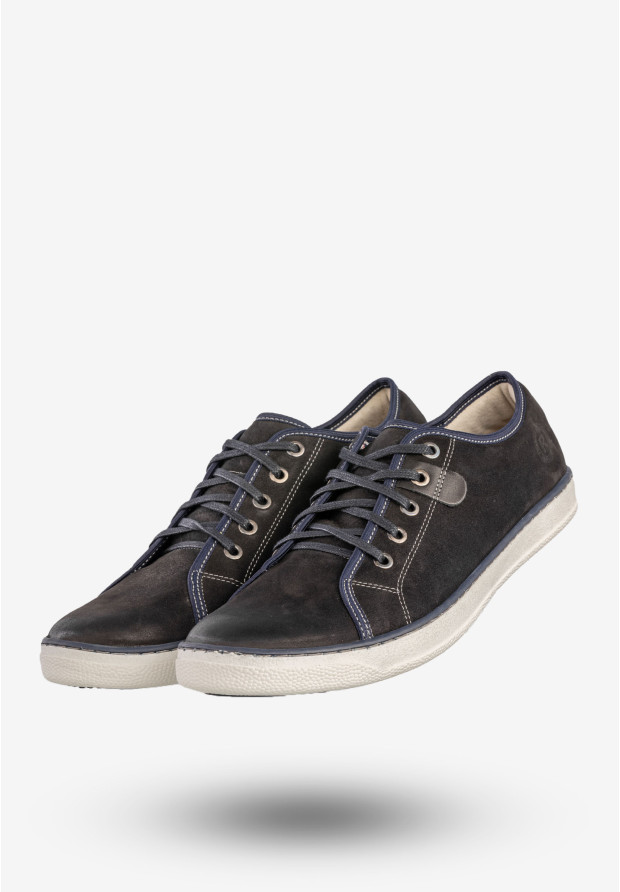 Półbuty Męskie Skórzane Buty Trampki Sneakersy Czarne Rammit 1005/12