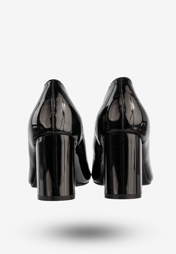 Czółenka Damskie Ekoskóra Buty Na Słupku Klasyczne Czarne Sergio Leone 1507