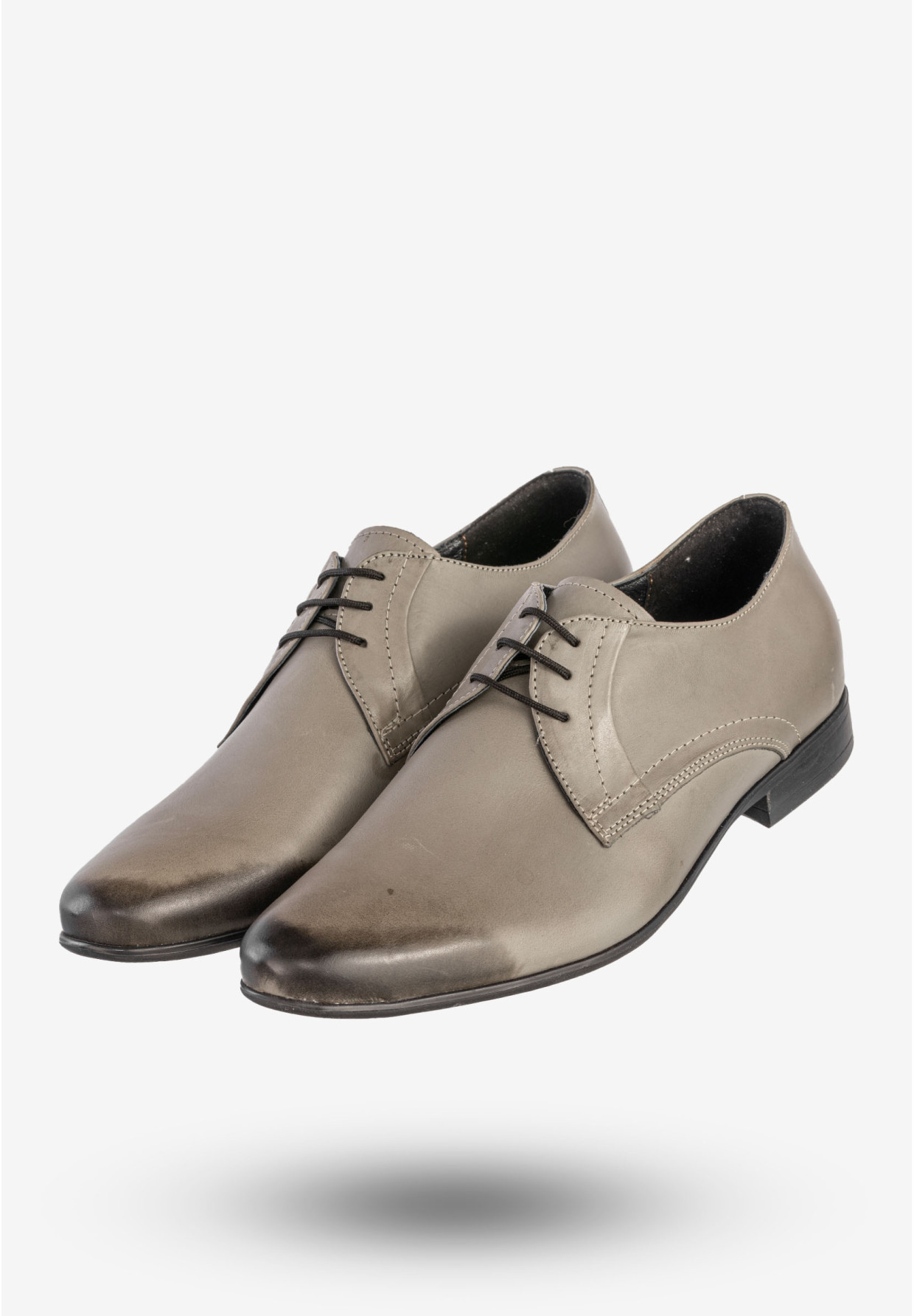 Półbuty Wizytowe Męskie Skórzane Buty Eleganckie Szare Rosetti 427/98/F23