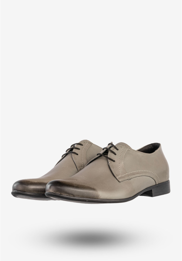 Półbuty Wizytowe Męskie Skórzane Buty Eleganckie Szare Rosetti 427/98/F23