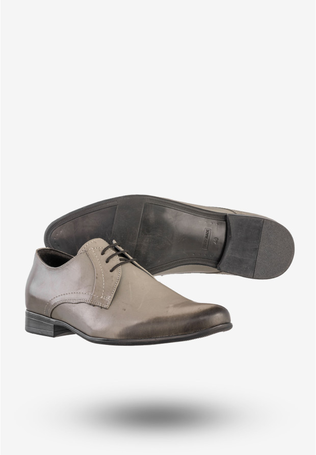 Półbuty Wizytowe Męskie Skórzane Buty Eleganckie Szare Rosetti 427/98/F23