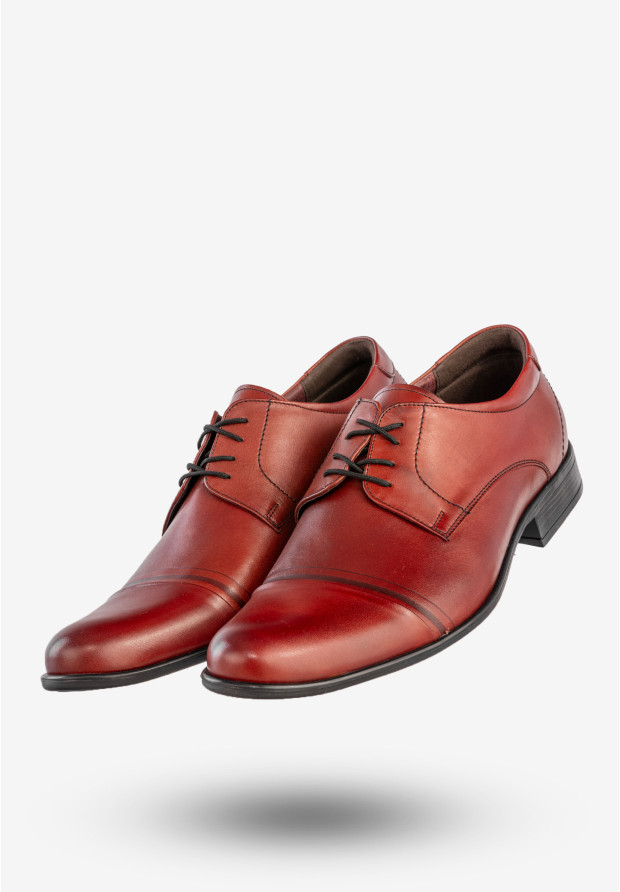 Półbuty Wizytowe Męskie Skórzane Buty Bordowe Lavardii 514/73/F13