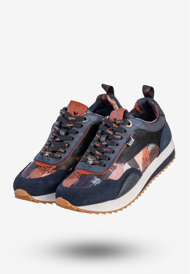 Sneakersy Damskie Ekoskóra Buty Sportowe Anekke Granatowe 378-803