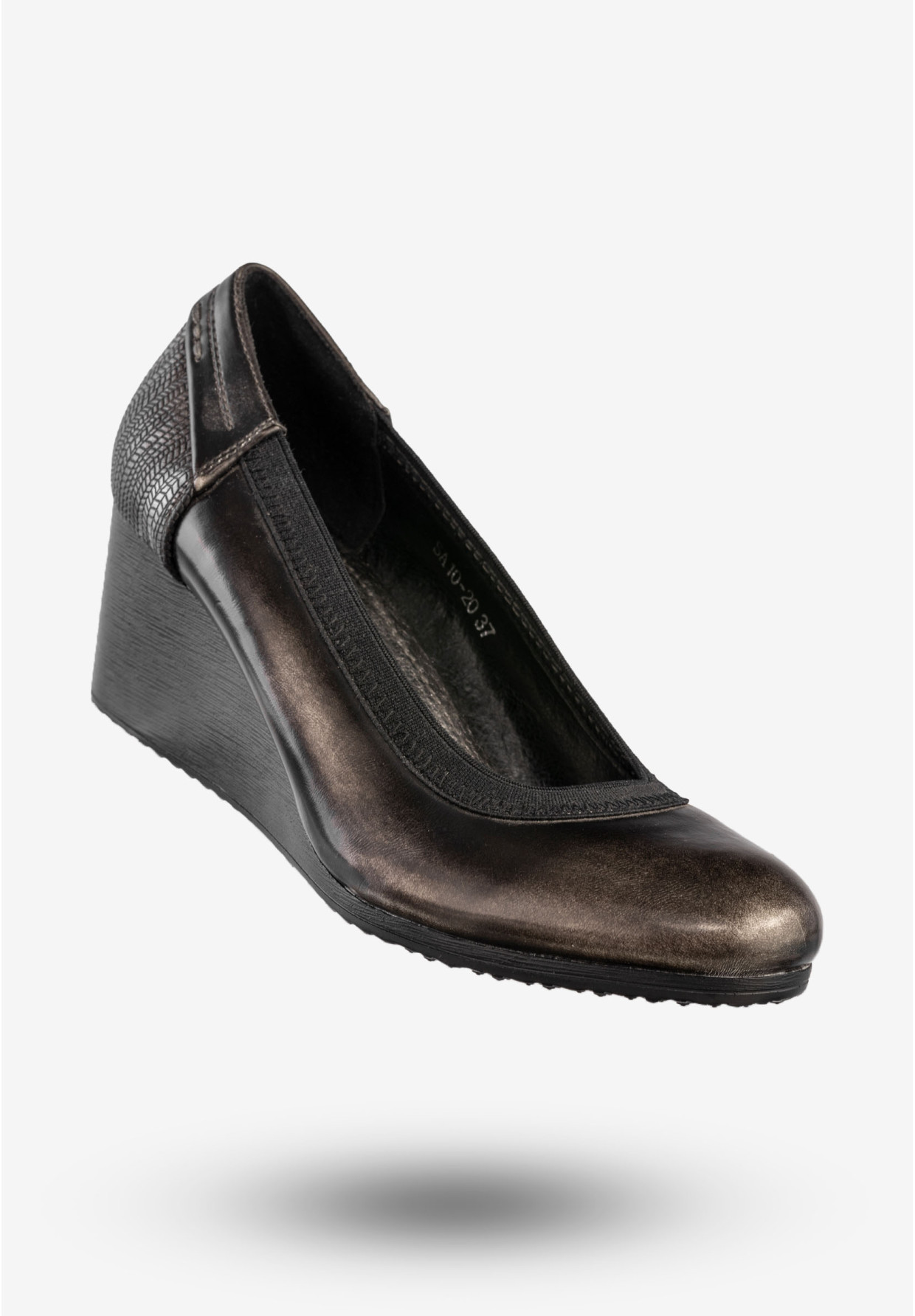 Czółenka Damskie Buty Na Koturnie Skórzana Wkładka Metaliczne Jezzi SA10-20