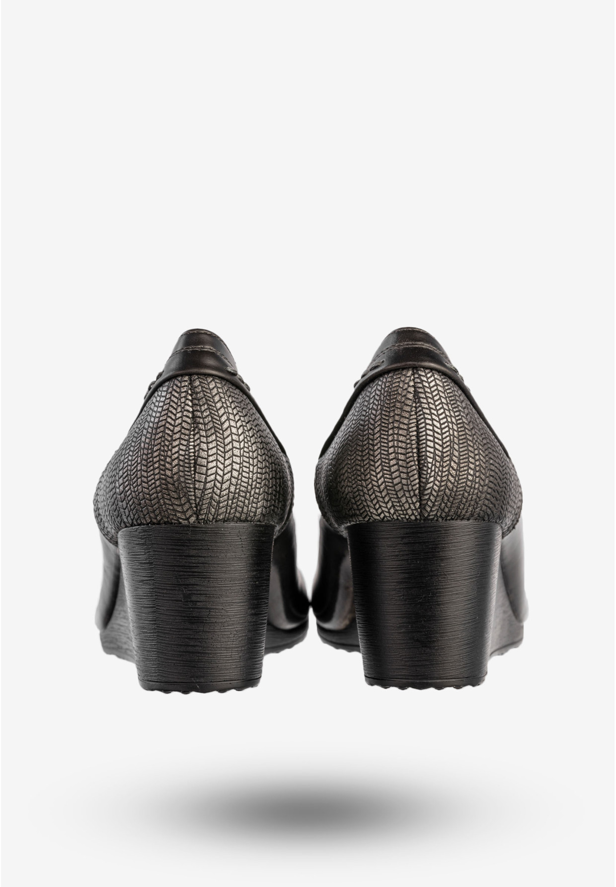 Czółenka Damskie Buty Na Koturnie Skórzana Wkładka Metaliczne Jezzi SA10-20