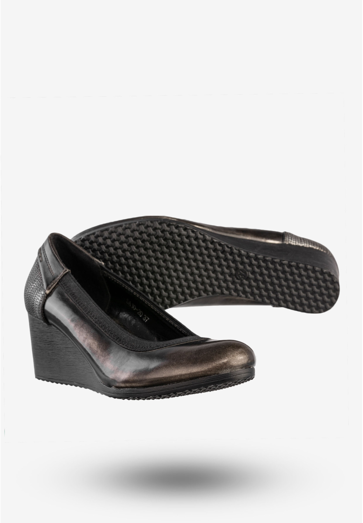 Czółenka Damskie Buty Na Koturnie Skórzana Wkładka Metaliczne Jezzi SA10-20