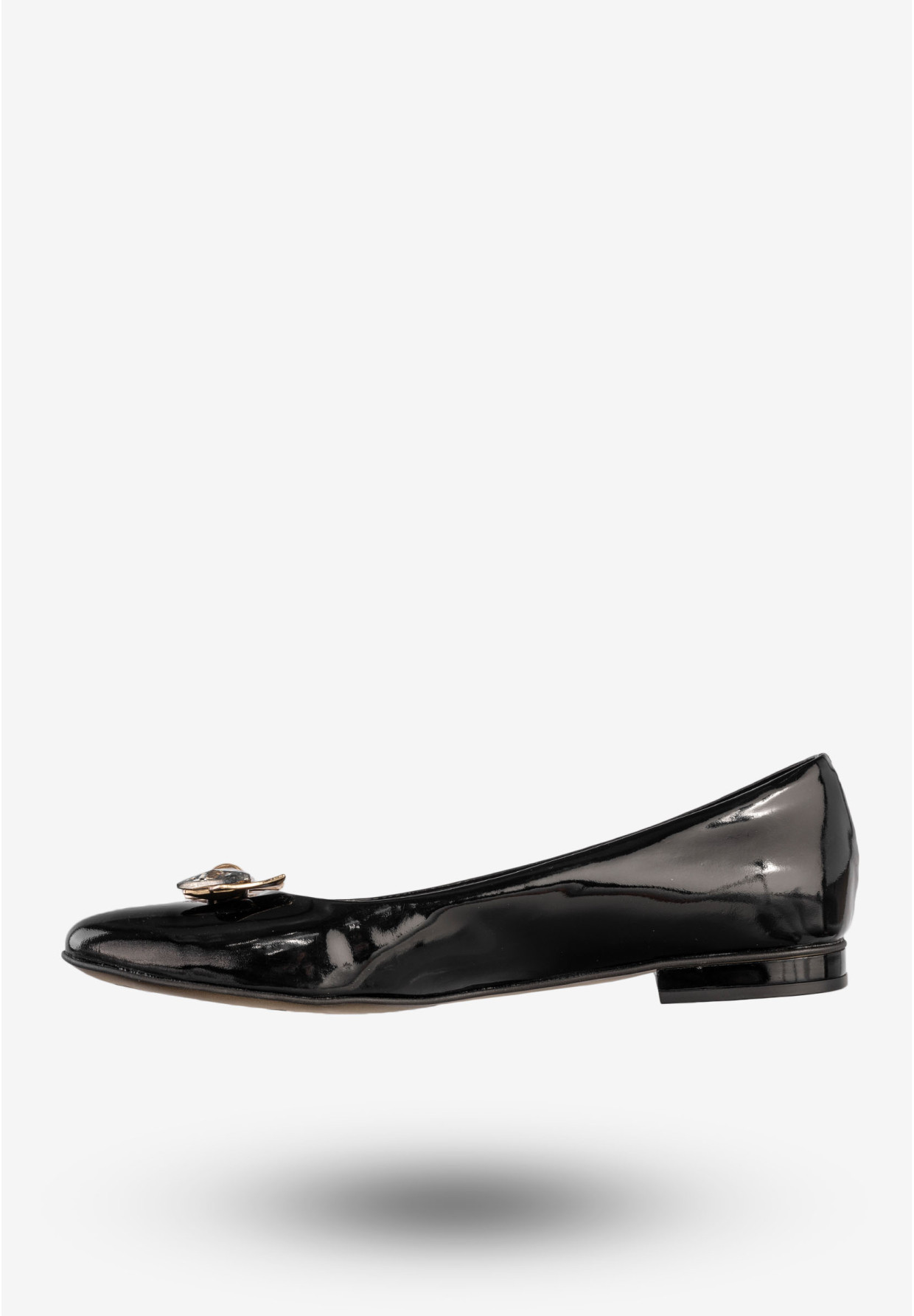 Baleriny Damskie Skórzane Buty Z Kokardą Czarne Szewczyk 09