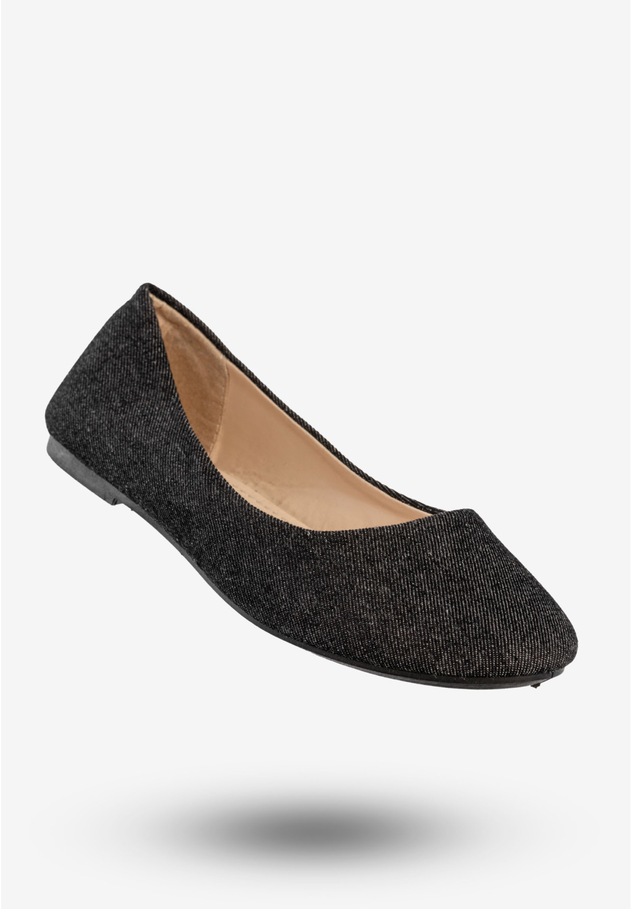 Baleriny Damskie Buty Klasyczne Płaski Obcas Jeansowe Czarne Baolikang E628
