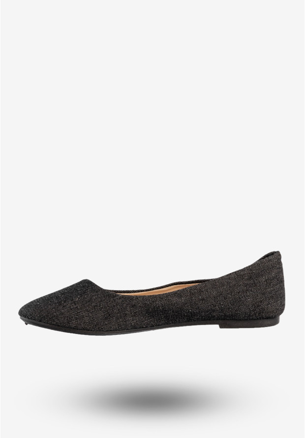 Baleriny Damskie Buty Klasyczne Płaski Obcas Jeansowe Czarne Baolikang E628