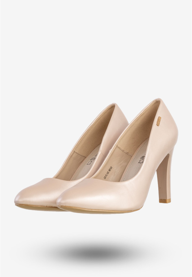 Czółenka Damskie Buty Na Obcasie Eleganckie Perłowe Beżowe Goodin GD-FL15C