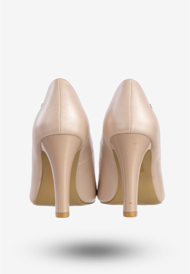 Czółenka Damskie Buty Na Obcasie Eleganckie Perłowe Beżowe Goodin GD-FL15C