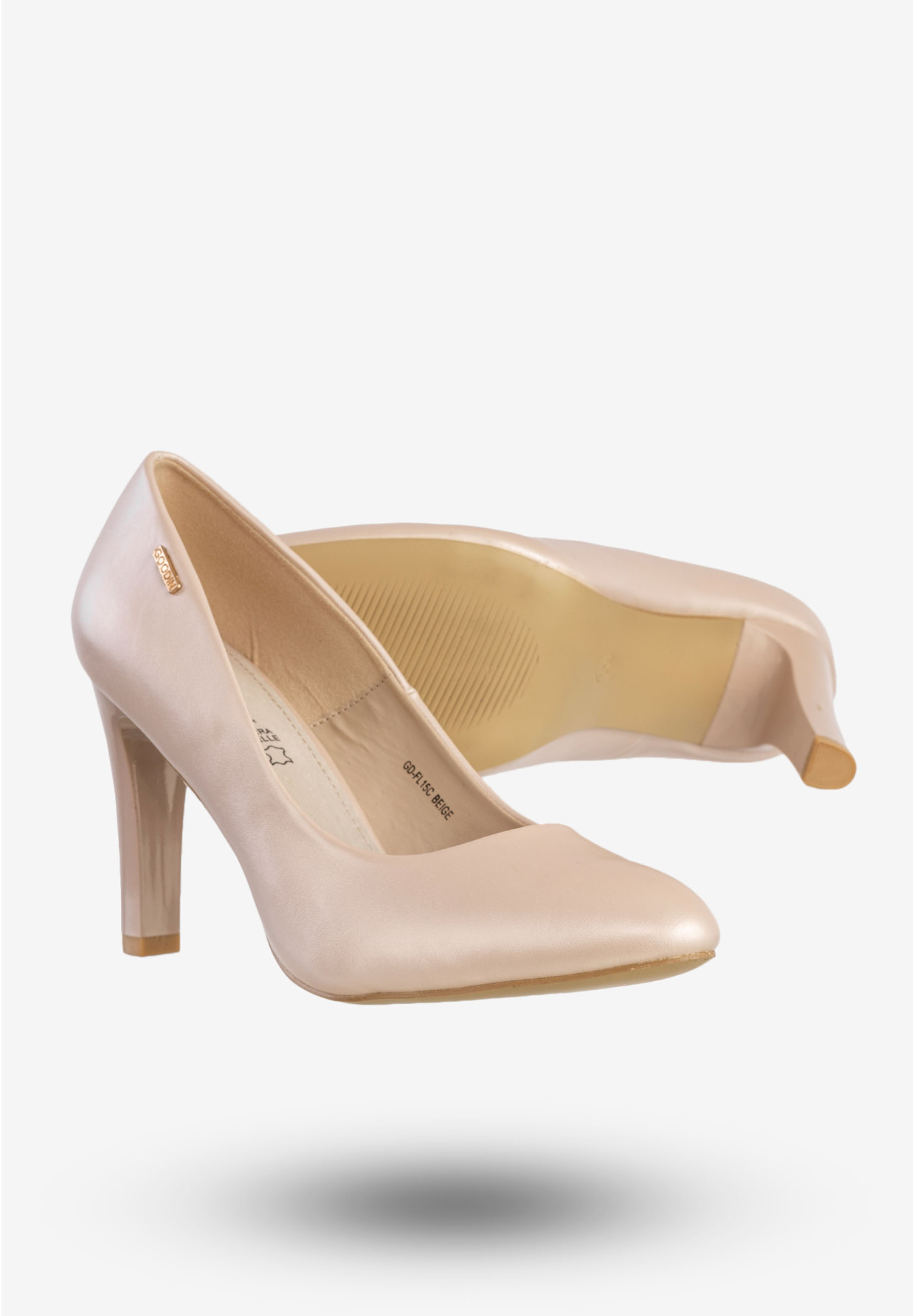 Czółenka Damskie Buty Na Obcasie Eleganckie Perłowe Beżowe Goodin GD-FL15C