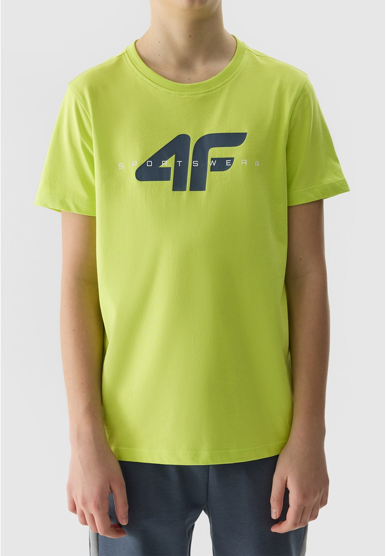 Koszulka Chłopięca 4F T-shirt Logo Sportowy Bawełna Żółty Regular 4FJWSS24TTSHM1113