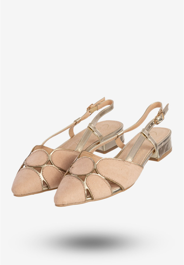 Sandały Damskie Buty Na Niskim Obcasie Eleganckie Beżowe Casu D21X9/BE