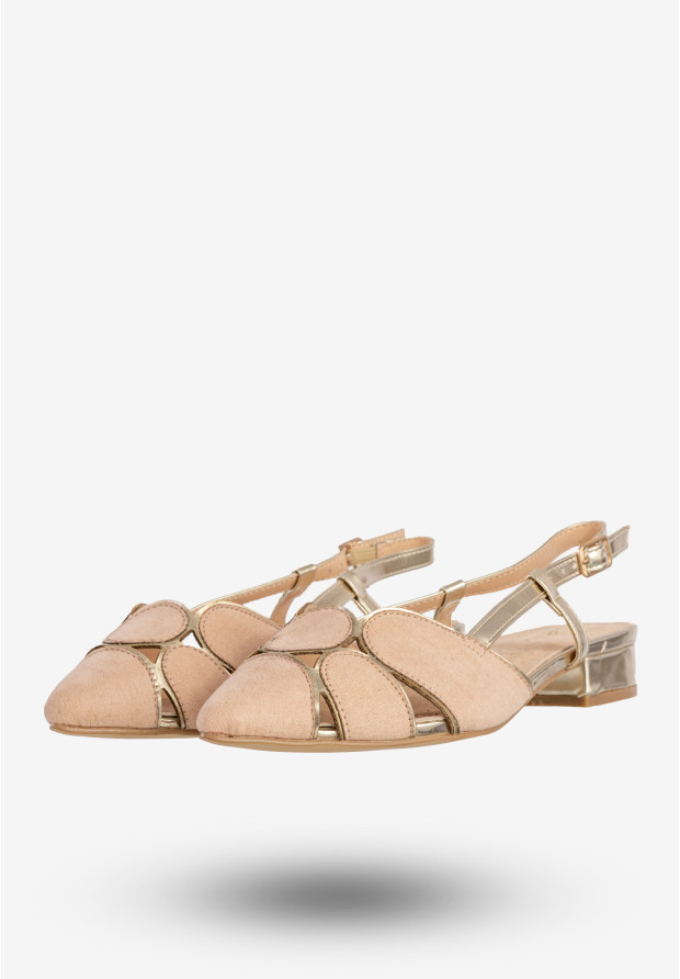 Sandały Damskie Buty Na Niskim Obcasie Eleganckie Beżowe Casu D21X9/BE