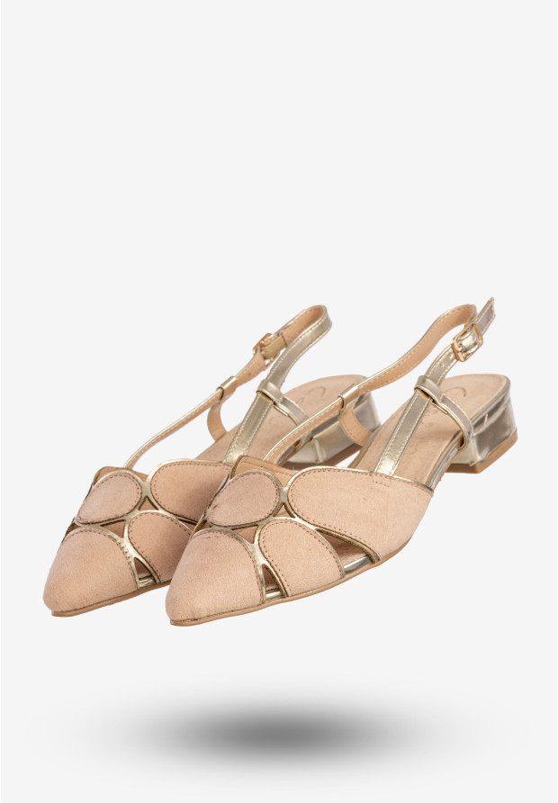 Sandały Damskie Buty Na Niskim Obcasie Eleganckie Beżowe Casu D21X9/BE