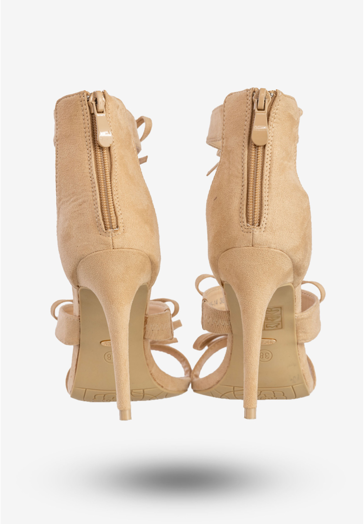 Sandały Damskie Buty Na Obcasie Z Kokardkami Beżowe Vices 5055-14