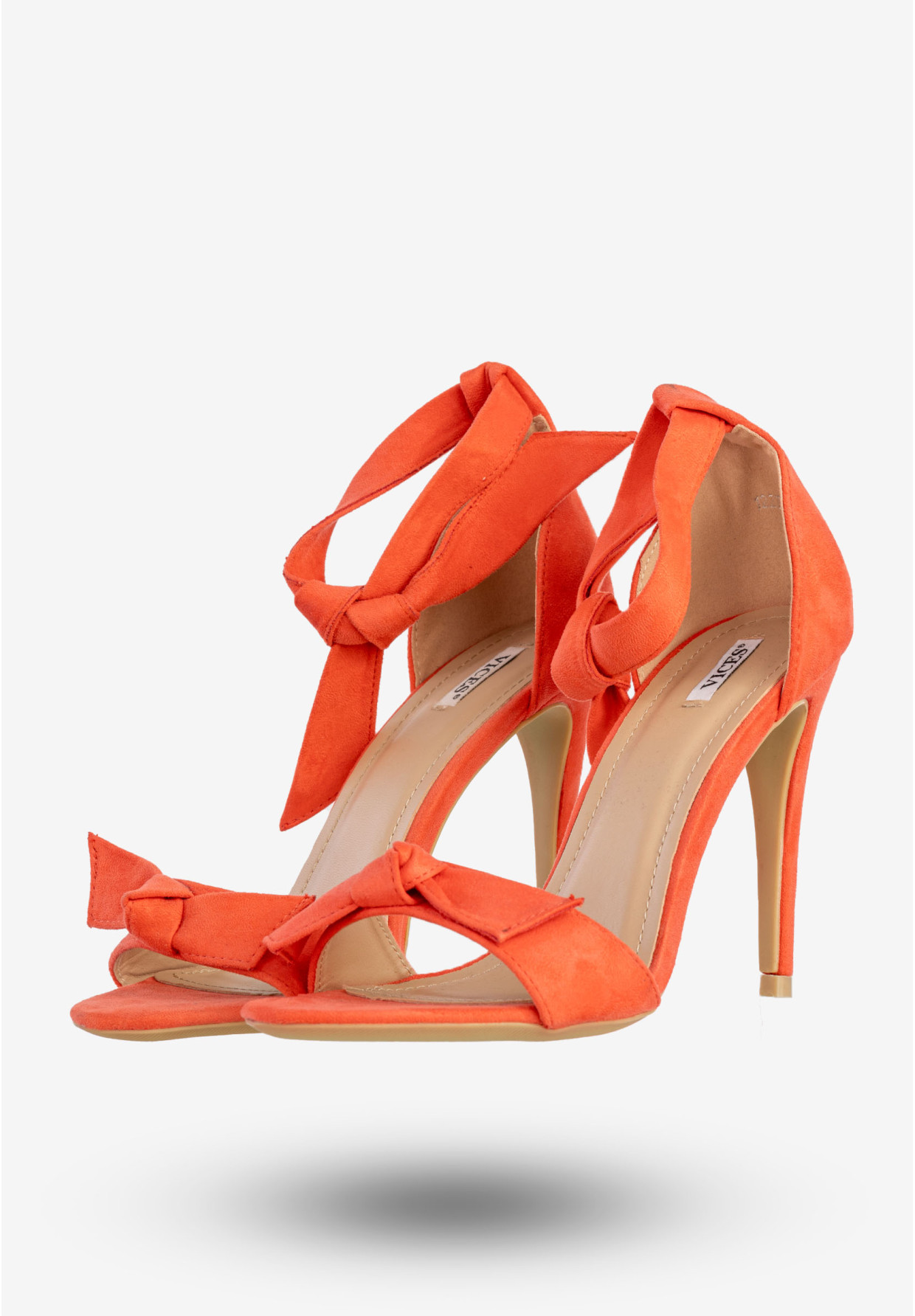 Sandały Damskie Buty Na Szpilce Wiązane Z Kokardą Koralowe Vices 1227-44
