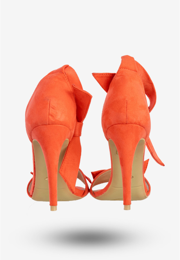 Sandały Damskie Buty Na Szpilce Wiązane Z Kokardą Koralowe Vices 1227-44